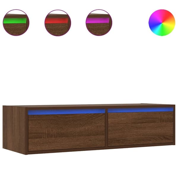 vidaXL tv-bord med LED-lys 100X35,5x25 cm brun egetræsfarve