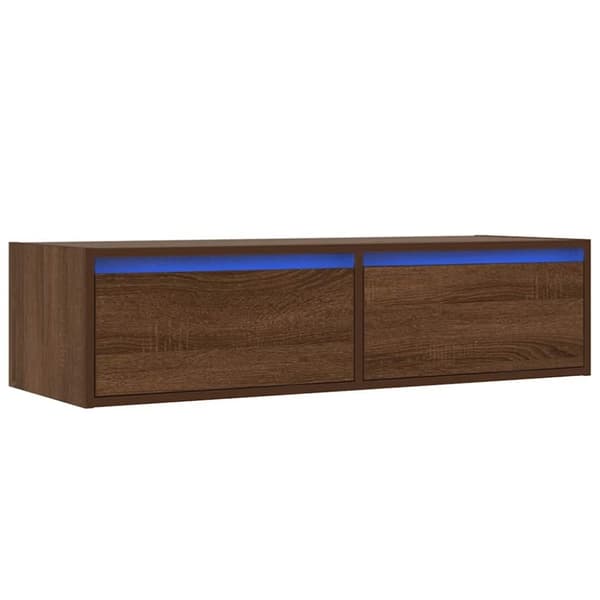 vidaXL tv-bord med LED-lys 100X35,5x25 cm brun egetræsfarve