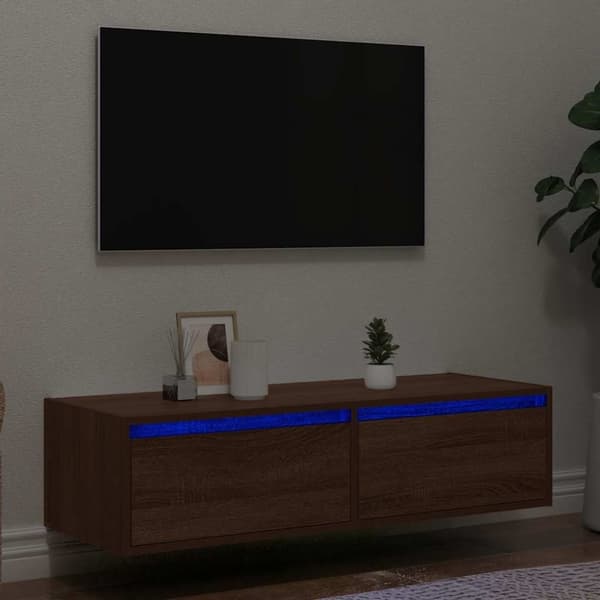 vidaXL tv-bord med LED-lys 100X35,5x25 cm brun egetræsfarve