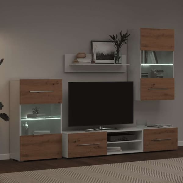 vidaXL TV-enheter med LED 5 deler artisan eik konstruert tre