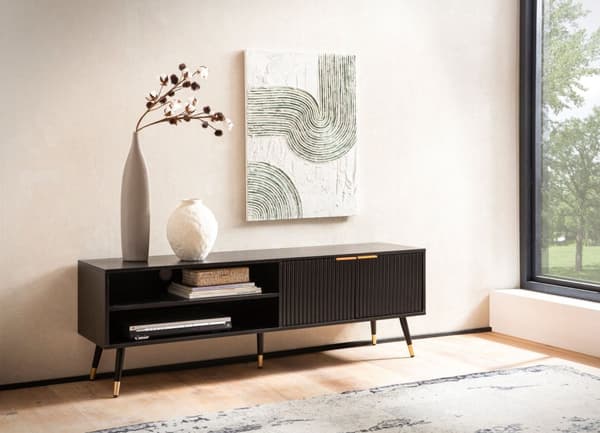 Rootz Modern TV Underskab - Mediekonsol - Underholdningsstativ - Lameldesign - Passer til tv'er op til 70" - 150 cm x 51 cm x 39 cm