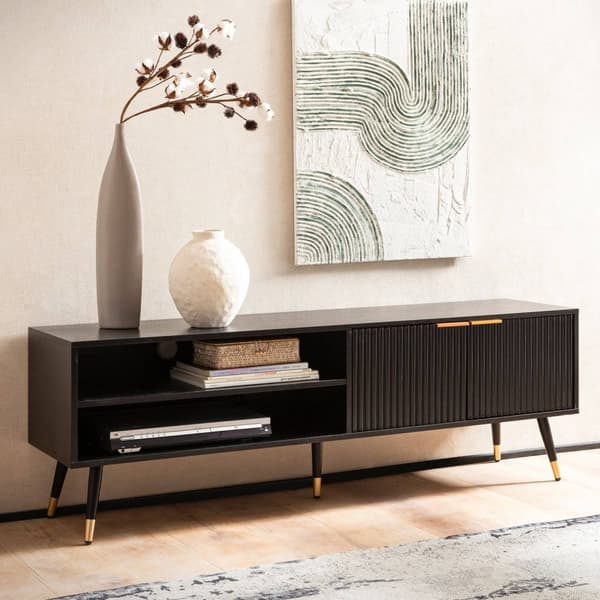 Rootz Modern TV Underskab - Mediekonsol - Underholdningsstativ - Lameldesign - Passer til tv'er op til 70" - 150 cm x 51 cm x 39 cm