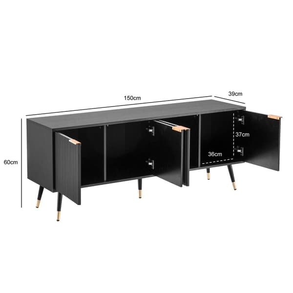 Rootz TV Bänkskåp - Modern design - Lamelldörrar - Gott om förvaring - 150 cm x 60 cm x 39 cm