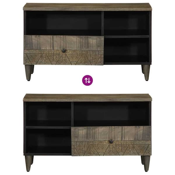 vidaXL TV-benk svart 80x33x46 cm heltre mango