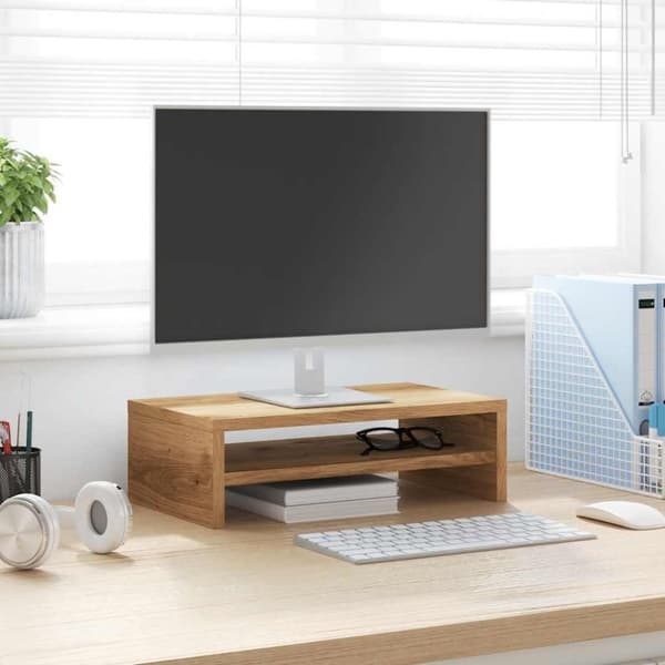 vidaXL skærmstander 42x24x13 cm konstrueret træ egetræ