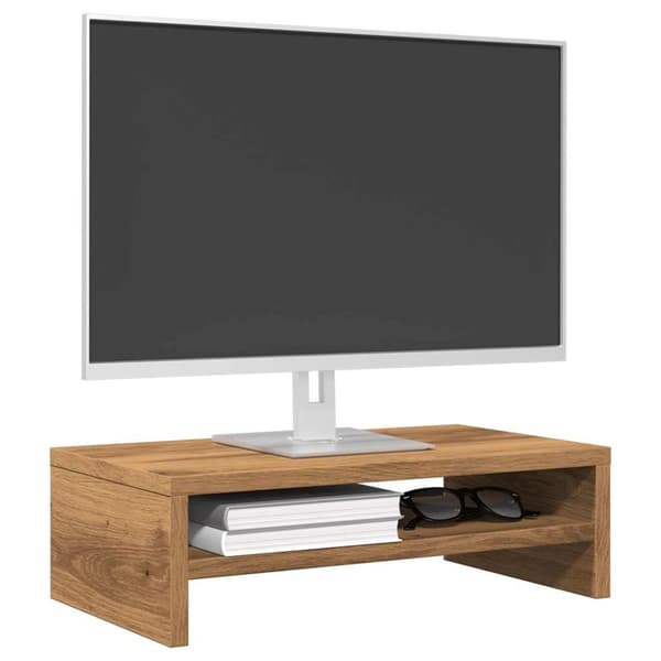 vidaXL skærmstander 42x24x13 cm konstrueret træ egetræ