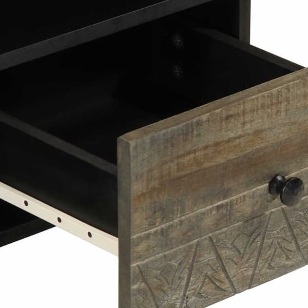 vidaXL Tv-bänk svart 100x33x46 cm massivt mangoträ
