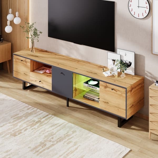 Rootz Elegant TV-skåp - Mediaenhet - Nöjescenter - LED-belysning - 190L x 40W x 50H cm