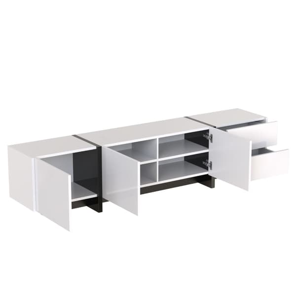 Rootz højglans tv-skab - Mediestativ - Underholdningsenhed - Rigelig opbevaring - 190L x 35W x 45H cm