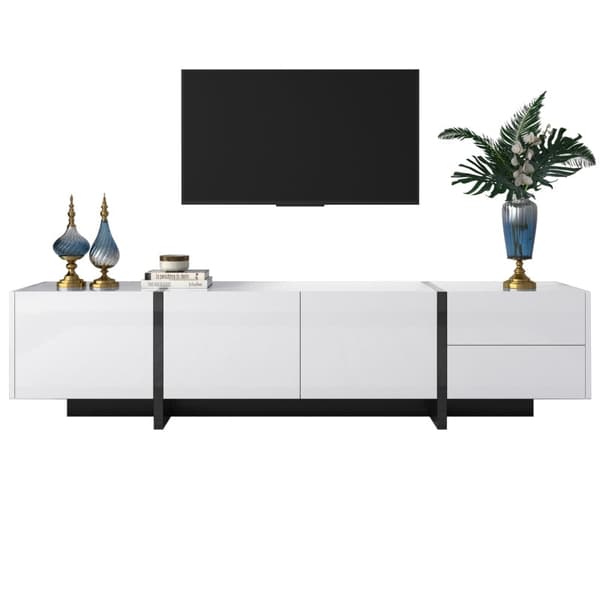 Rootz højglans tv-skab - Mediestativ - Underholdningsenhed - Rigelig opbevaring - 190L x 35W x 45H cm