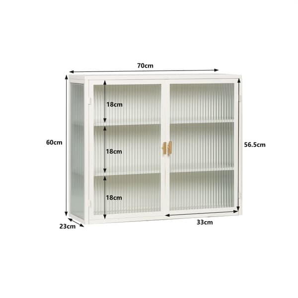 Rootz Modern vægskab - Vitrineskab - Vitrineskab - Stilfuld opbevaring - 70cm x 23cm x 60cm
