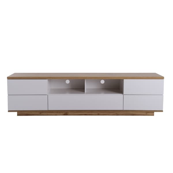 Rootz Modern TV-kaappi - Kiiltävä pinta - Puusyinen muotoilu - Kestävä MDF - 180L x 38W x 46K cm