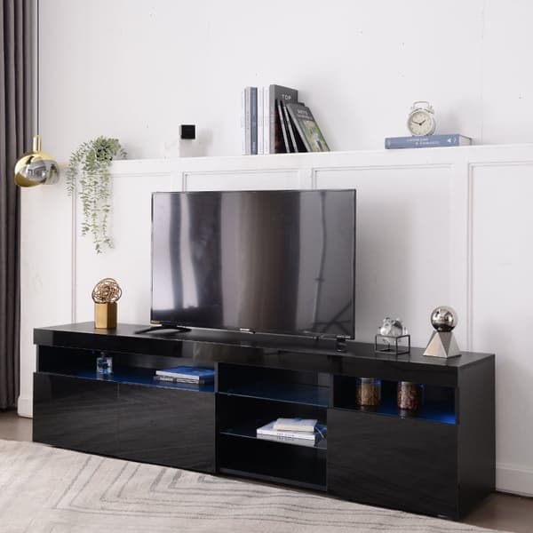 Rootz Modern TV-kaappi - Viihdeteline - Mediakonsoli - Säädettävä LED-valaistus - 180L x 35W x 45K cm