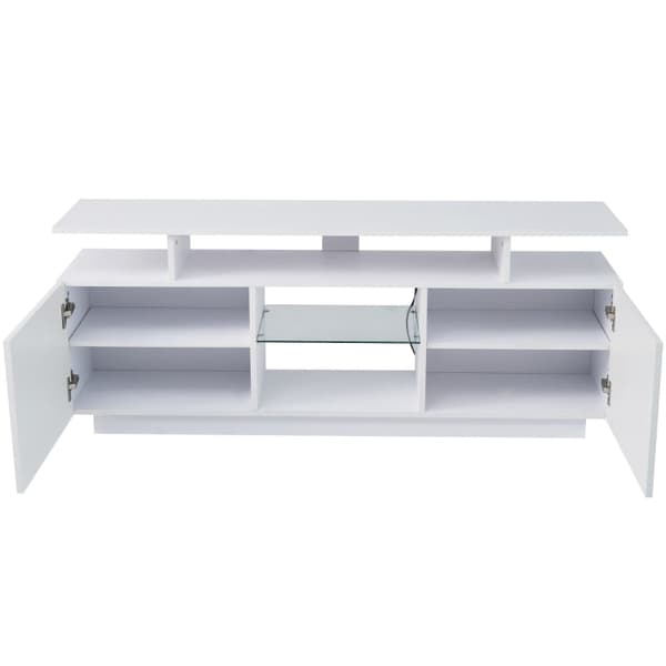 Rootz Modern White TV-skåp - Mediakonsol - Underhållningsenhet - 16-färgs LED-belysning - 140 cm x 35 cm x 61 cm