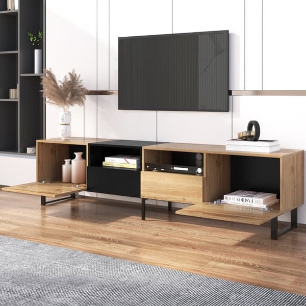 Rootz Modern TV-taso - Viihdeyksikkö - Mediakonsoli - Kestävä ja tilava - 190L x 38W x 48K cm