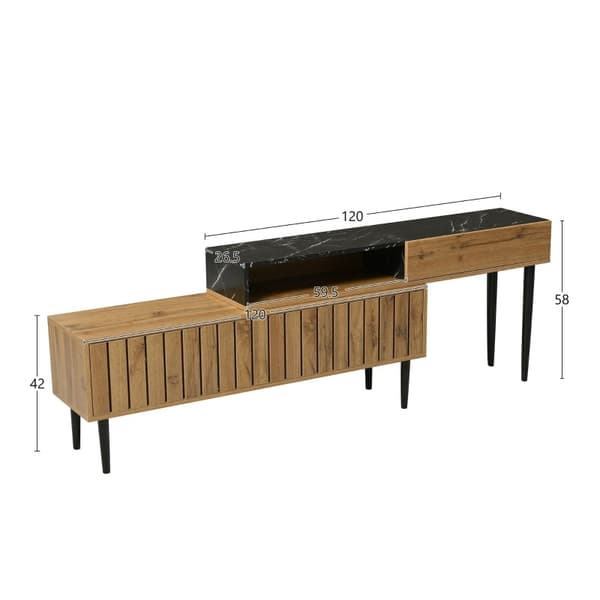 Rootz Premium TV-teline - Mediakonsoli - Viihdekeskus - Kestävä ja tilaa säästävä - 129,0L x 30,0W x 58,0K cm