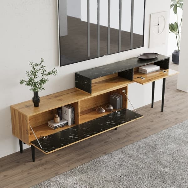 Rootz Premium TV-teline - Mediakonsoli - Viihdekeskus - Kestävä ja tilaa säästävä - 129,0L x 30,0W x 58,0K cm