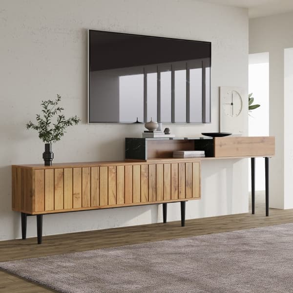 Rootz Premium TV-teline - Mediakonsoli - Viihdekeskus - Kestävä ja tilaa säästävä - 129,0L x 30,0W x 58,0K cm