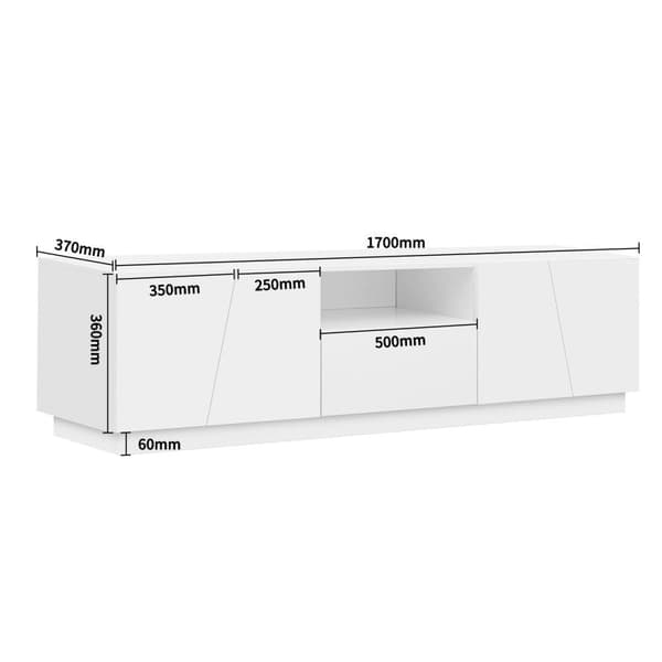 Rootz TV-skab - Underholdningsenhed - Mediestativ - MDF af høj kvalitet - 170L x 37W x 42H cm