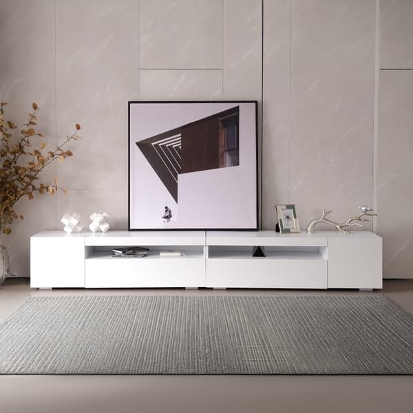 Rootz White Moderni TV-kaappi - Viihdeteline - Mediakonsoli - Runsaasti säilytystilaa - 240L x 39W x 35K cm