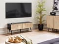 Miniatyrbild 2 av 10: TV-bänk MDF-ram Massivt Trä Dörr Ljust Trä Förvaring Järnben Modern