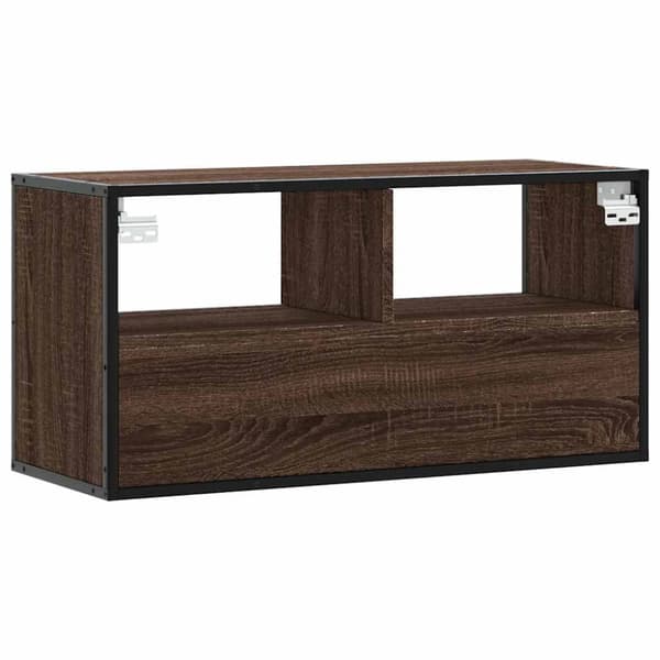 Tv-bänk brun ek 80x31x39,5 cm konstruerat trä och metall