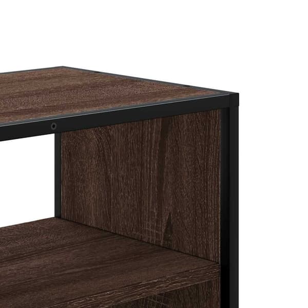 Tv-bänk brun ek 80x31x39,5 cm konstruerat trä och metall