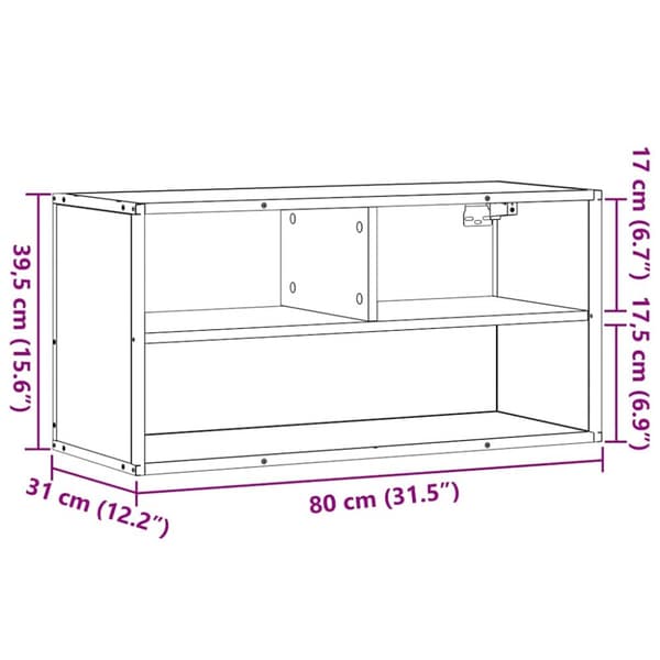 Tv-bänk brun ek 80x31x39,5 cm konstruerat trä och metall