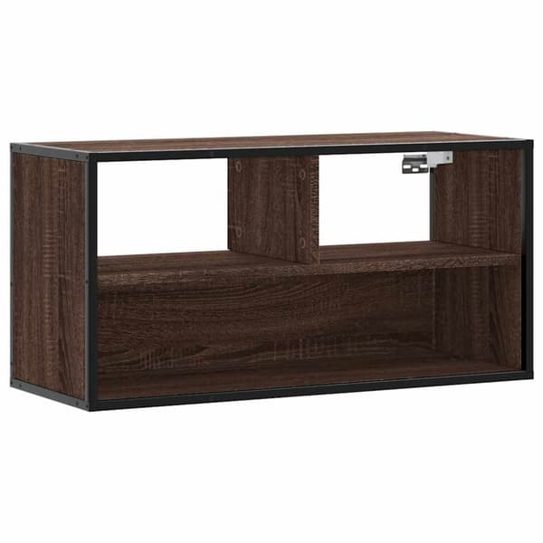 Tv-bänk brun ek 80x31x39,5 cm konstruerat trä och metall