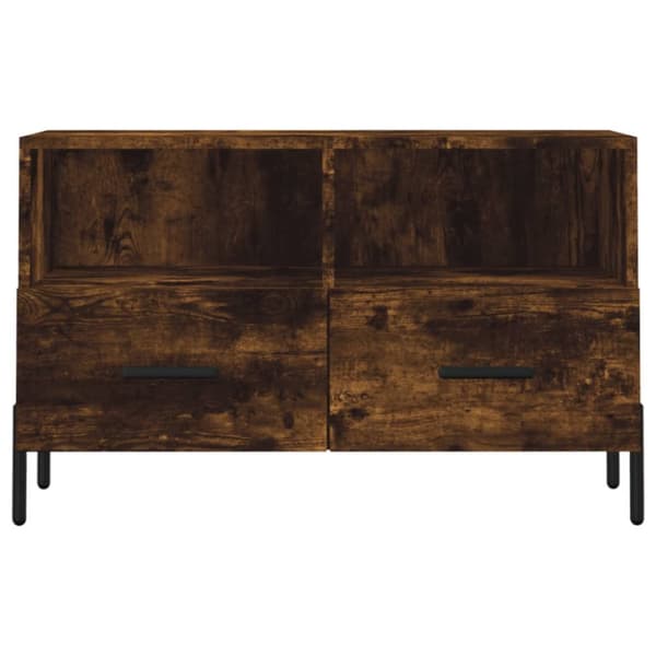 Tv-bänk rökfärgad ek 80x36x50 cm konstruerat trä