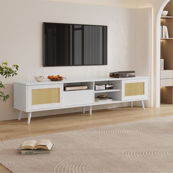 Rootz Rattan TV-ställ - Underhållningsenhet - Mediakonsol - Robust konstruktion - 200L x 40W x 49H cm