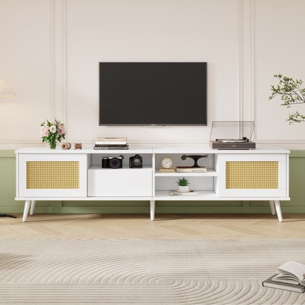 Rootz Rattan TV-ställ - Underhållningsenhet - Mediakonsol - Robust konstruktion - 200L x 40W x 49H cm
