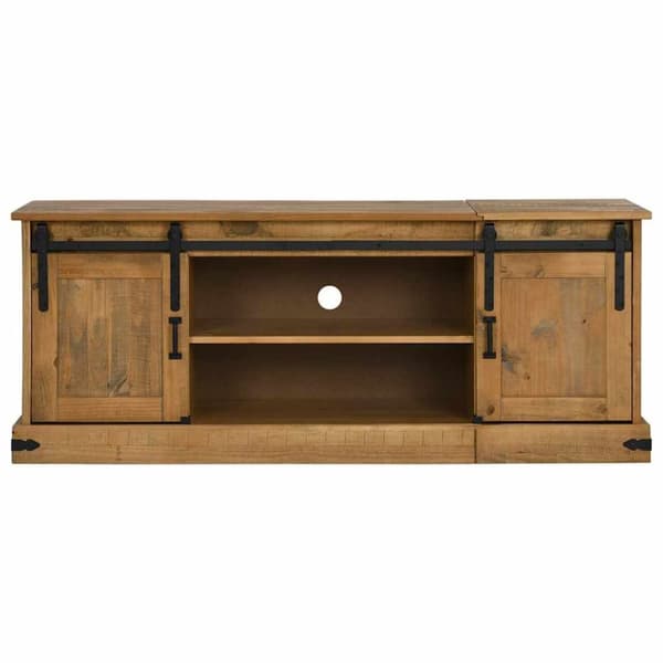 vidaXL TV-bänk HALDEN 2 skjutdörrar 150x40x60 cm massivt trä
