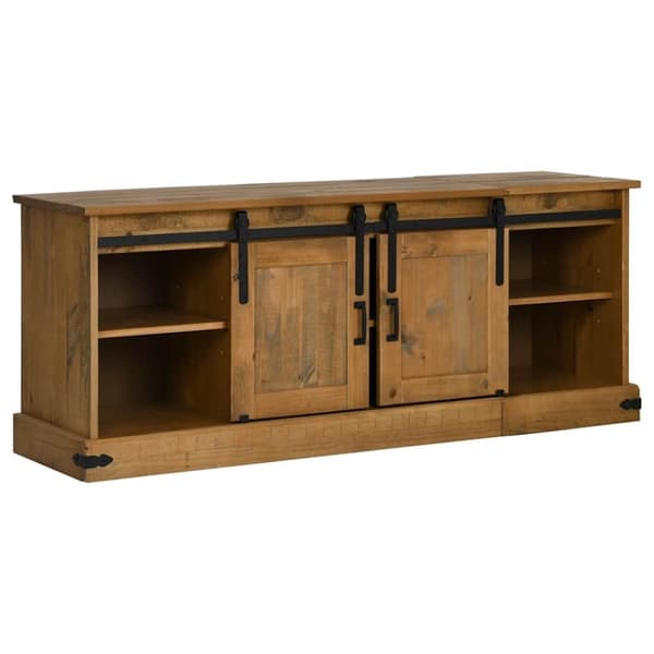 vidaXL TV-bänk HALDEN 2 skjutdörrar 150x40x60 cm massivt trä