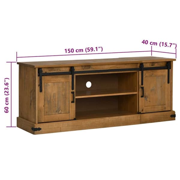 vidaXL TV-bänk HALDEN 2 skjutdörrar 150x40x60 cm massivt trä