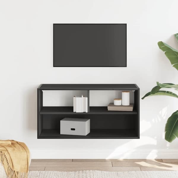 vidaXL TV-benk svart 80x31x39,5 cm konstruert tre og metall