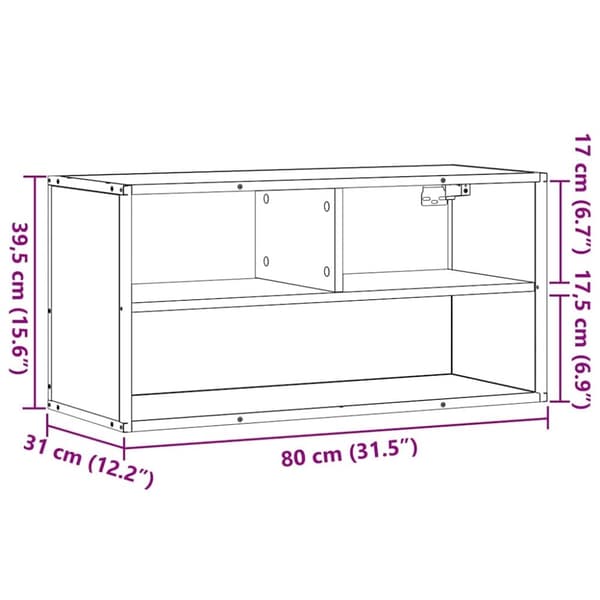 vidaXL TV-benk brun eik 80x31x39,5 cm konstruert tre og metall