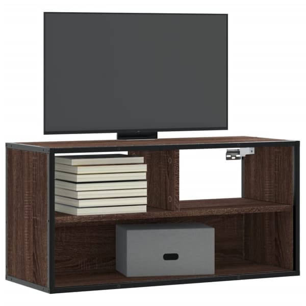 vidaXL TV-benk brun eik 80x31x39,5 cm konstruert tre og metall