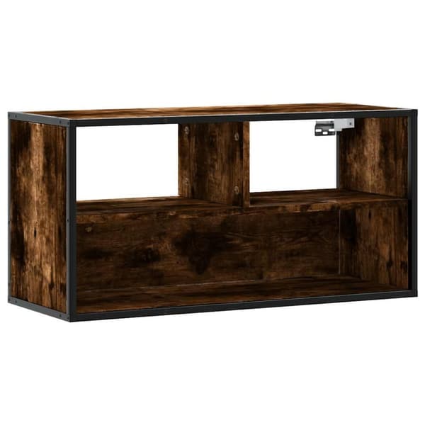 vidaXL Tv-bänk rökfärgad ek 80x31x39,5 cm konstruerat trä och metall