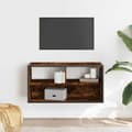 Miniatyrbild 4 av 11: vidaXL Tv-bänk rökfärgad ek 80x31x39,5 cm konstruerat trä och metall