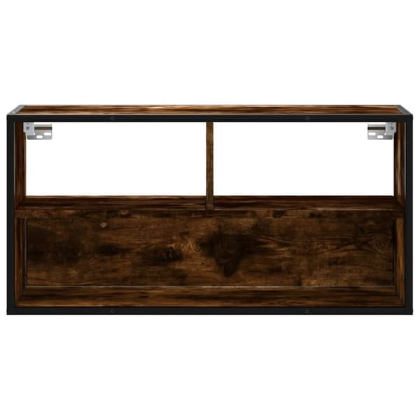 vidaXL Tv-bänk rökfärgad ek 80x31x39,5 cm konstruerat trä och metall
