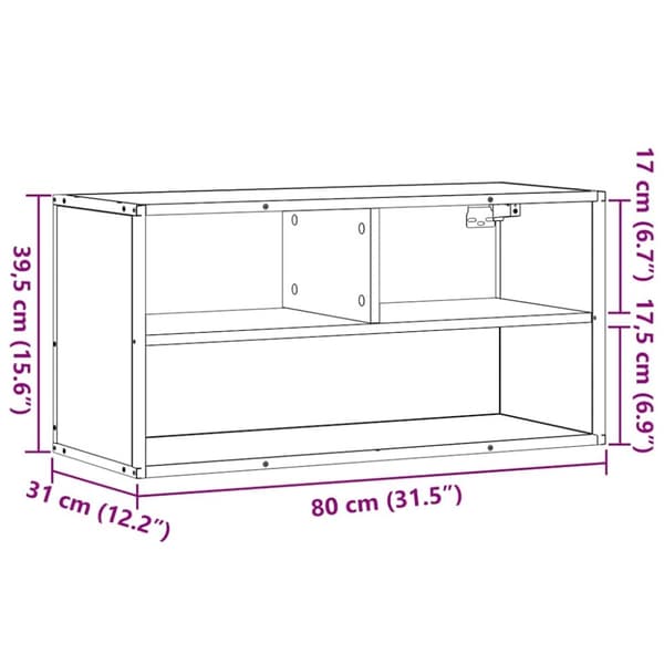 vidaXL Tv-bänk rökfärgad ek 80x31x39,5 cm konstruerat trä och metall