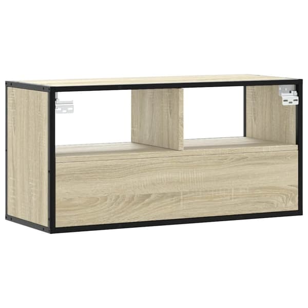 vidaXL Tv-bänk sonoma-ek 80x31x39,5 cm konstruerat trä och metall