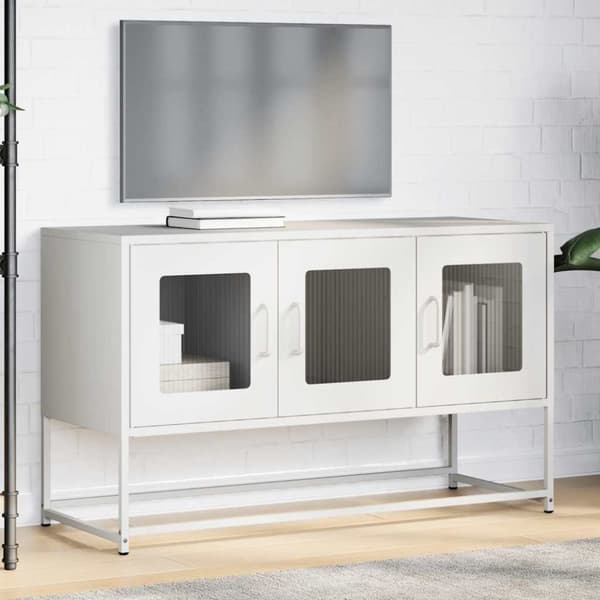 vidaXL tv-bord 100,5x39x60,5 cm koldvalset stål hvid
