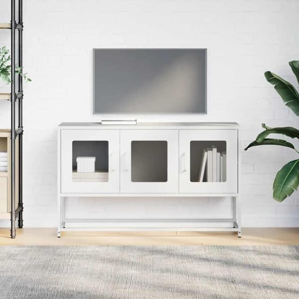 vidaXL tv-bord 100,5x39x60,5 cm koldvalset stål hvid