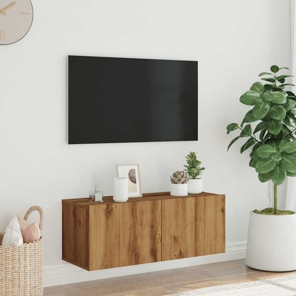 vidaXL TV-seinäkaappi artesaani tammi 80x30x30 cm tekninen puu