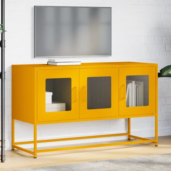 vidaXL TV-skap Sennep Gul 100,5x39x60,5 cm Kaldvalset stål