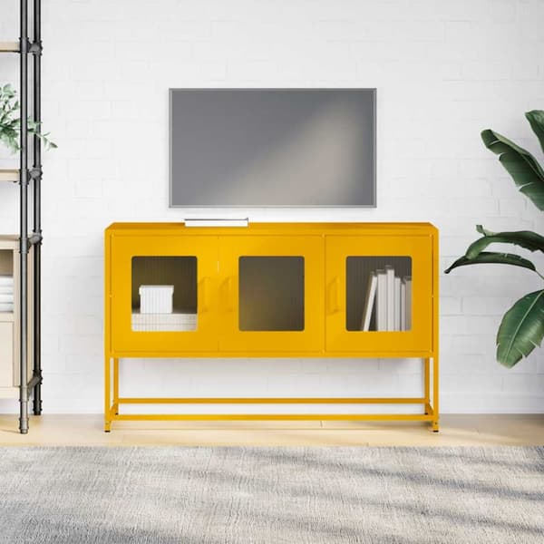 vidaXL TV-skap Sennep Gul 100,5x39x60,5 cm Kaldvalset stål