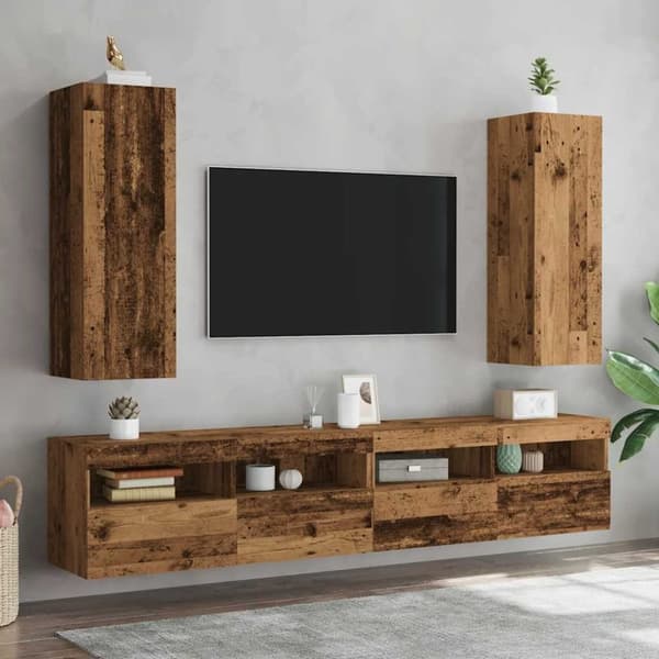 vidaXL TV-benk 2 stk gammelt tre 30,5x30x90 cm konstruert tre