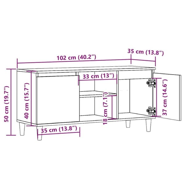 vidaXL TV-taso artesaani tammi 102x35x50 cm tekninen puu